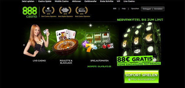 Startseiten Angebot des Anbieters 888 Casino