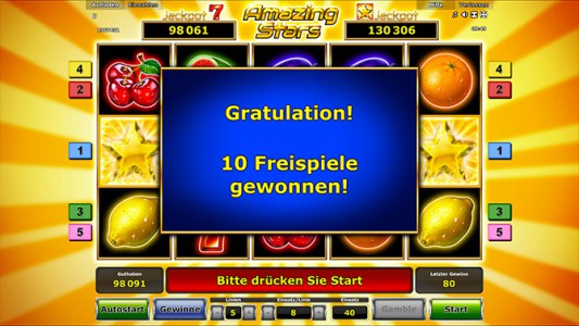 Gratulation - Du hast 10 Freispiele in Amazing Stars gewonnen