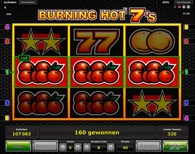Es warten tolle Gewinne auf Dich im Novoline Spiel Burning Hot 7s