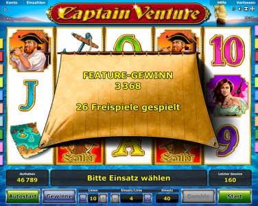 Feature Gewinn der Freispiele in Captain Venture
