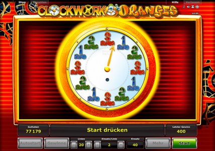 Drücke Start zum starten des Clockwork Oranges Features
