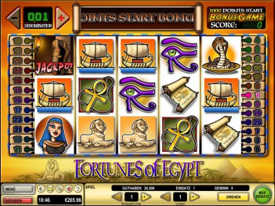 Bonus Start im Fortunes of Egypt Spiel