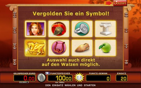 Auswahl des Gold Symbols in Goldify