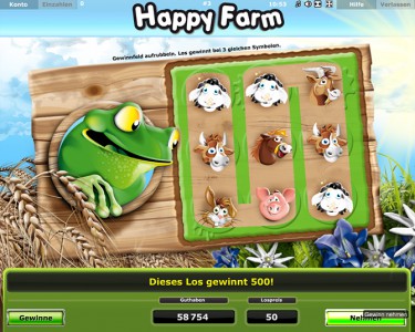 Los Gewinn im Happy Farm Scratch Automatenspiel