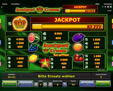 Gewinntabelle im Novoline Spielautomaten Jackpot Crown