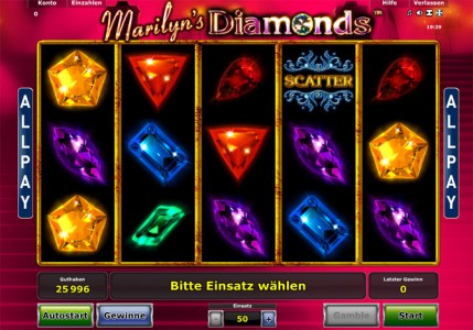 Jetzt anmelden und Marilyn’s Diamonds spielen