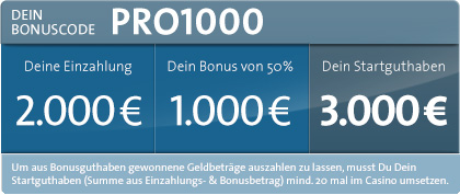 1.000 Euro Neukunden Bonus von Sunmaker