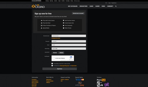 Registriere Dich im Pornhub Casino