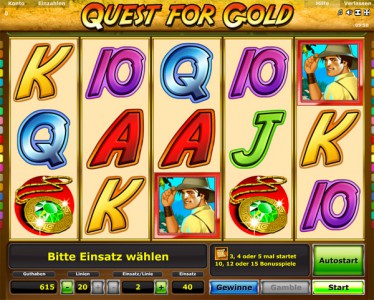 Quest for Gold Startbildschirm