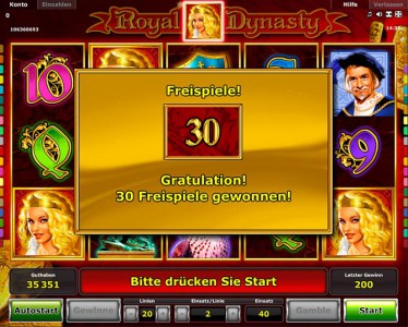 Die Gewinntabelle des Royal Dynasty Spiels