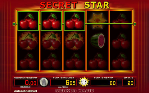 Gewinn im Automatenspiel Secret Star
