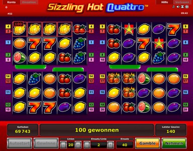 Jetzt anmelden und Sizzling Hot Quattro online spielen