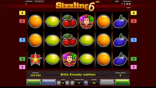 Jetzt anmelden und Sizzling6 online spielen