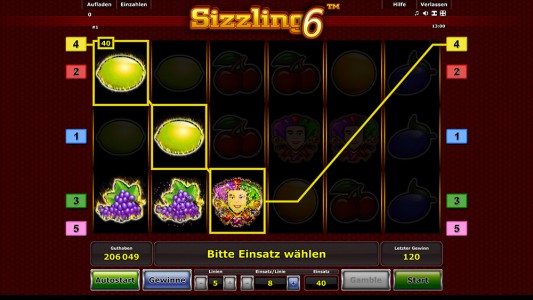 Gewinn beim Sizzling6 spielen