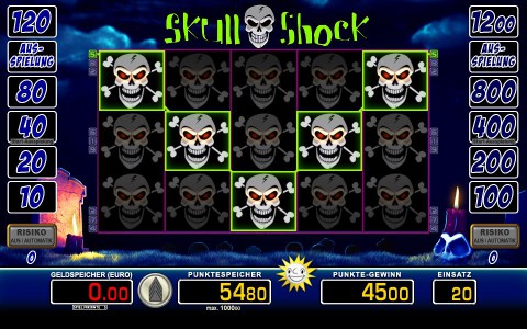 Vollbild im Merkur Spiel Skull Shock