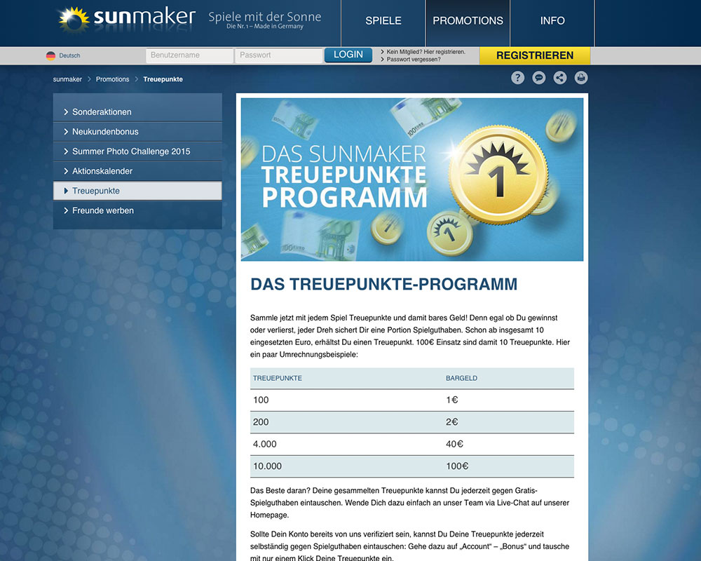 Sunmaker Treuepunkte Sunmaker Treuepunkte