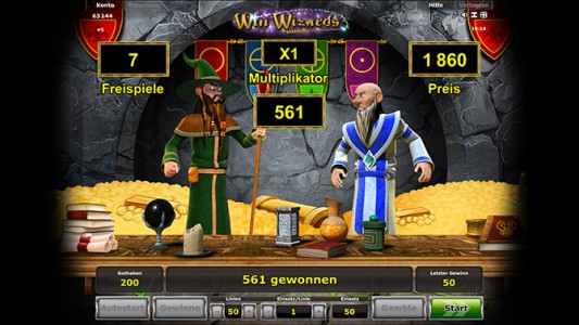 Win Wizards spielen und Bonus Runde freischalten