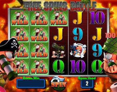 Gewinn im Freispiel Battle des Automatenspiels Worms Vegas Millions